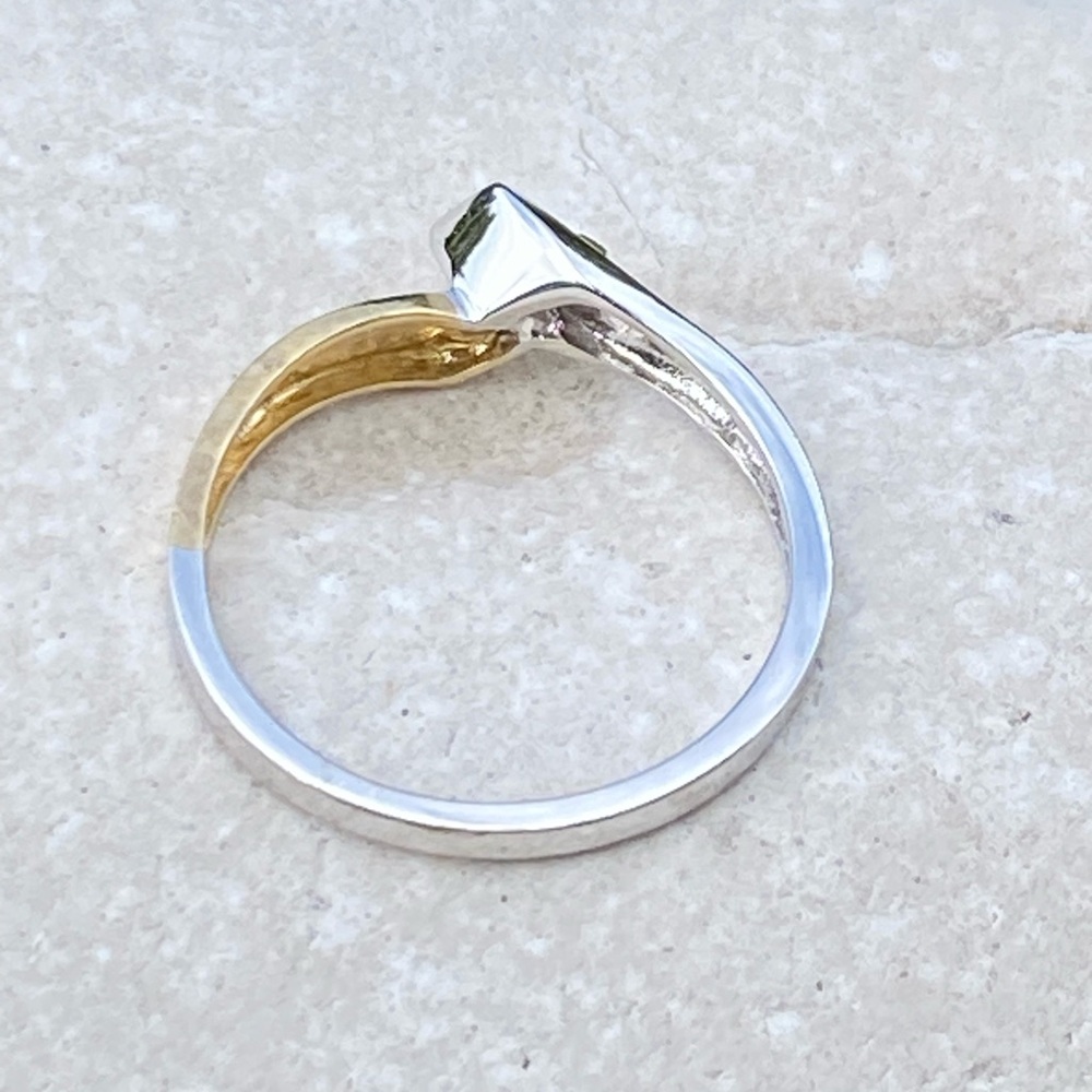 10k Gold Diamond Solitaire Ring Solid Two Tone 10… - image 6